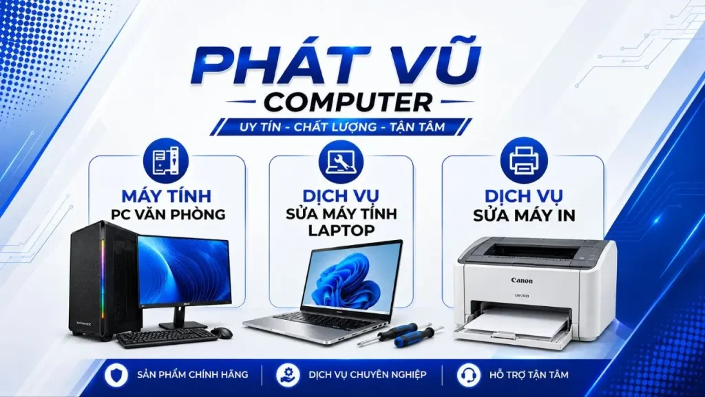 banner giới thiệu dịch vụ sửa máy tính cần thơ Phát Vũ Computer